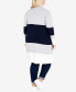 ფოტო #6 პროდუქტის Plus Size Keelyn Colorblock Cardigan Sweater