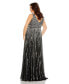 Фото #3 товара Women's Plus Size Sequined Striped Sleeveless V Neck A Line Gown