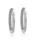 ფოტო #1 პროდუქტის Suzy Levian Sterling Silver Cubic Zirconia Pave Round Classic Hoop Earrings