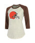 Women's Threads Nick Chubb Cream, Brown Cleveland Browns Player Name and Number Raglan 3/4-Sleeve T-shirt