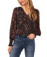 ფოტო #1 პროდუქტის Women's Printed Long-Sleeve V-Neck Blouse