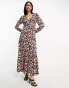 Фото #1 товара Vila tiered button front maxi dress in floral print