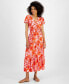 Фото #1 товара Petite Print Short-Sleeve Maxi Dress
