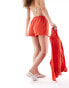 Фото #3 товара Monki co-ord drawstring waist linen shorts in red