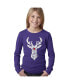 ფოტო #1 პროდუქტის Girl's Child Word Art Long Sleeve - Santa's Reindeer T-Shirt