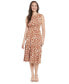 ფოტო #1 პროდუქტის Petite Printed Jewel-Neck Midi Dress