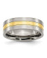 Titanium Polished Yellow IP-plated 7 mm Grooved Wedding Band Ring