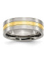 Titanium Polished Yellow IP-plated 7 mm Grooved Wedding Band Ring Серебристый, 13.5 - фото #1