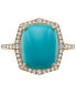 ფოტო #3 პროდუქტის EFFY® Turquoise & Diamond (3/8 ct. t.w.) Halo Ring in 14k Gold