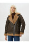 Фото #3 товара Байкерская куртка из искусственной кожи с меховыми деталями, на молнии и с карманами Koton