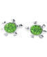 ფოტო #1 პროდუქტის Green Crystal Turtle Stud Earrings (3/8") in Sterling Silver