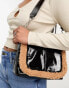 Urbancode patent shoulder bag with borg trim in black