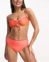 In The Style ruched tie front bikini top co-ord in ombre tie dye