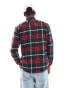 Lee worker check flannel overshirt relaxed fit in red/navy