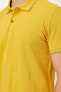Erkek Sarı Polo Yaka Dügme Detayli Yaka ve Kol Ucu Çizgili Slim Fit Tisört 0YAM14801OK