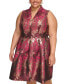 Plus Size Metallic Fit & Flare Jacquard Dress