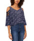 Фото #1 товара Women's Printed Cold-Shoulder Knit Top