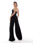 Фото #2 товара ASOS DESIGN slinky cami wide leg jumpsuit with trim detail in black