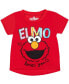 Фото #2 товара Baby Girls Elmo Graphic T-Shirt Mesh Skirt and Scrunchie 3 Piece Outfit Set Red/Rainbow