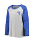 Фото #3 товара Women's Mika Zibanejad Heather Gray, Heather Blue New York Rangers Plus Size Name and Number Raglan Long Sleeve T-shirt