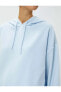Фото #1 товара Kadın Giyim Paraşüt Kumaş Detaylı Kapüşonlu Sweatshirt 3SAK10151EK Mavi Mavi