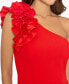 Women's Petite Ruffled One-Shoulder Gown