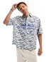 COLLUSION boxy skater shirt in washed blue camo print Blau/Tarnfarben, M - Chest 40 - фото #1