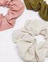 Фото #4 товара Accessorize 3 pack linen hair scrunchies in neutrals