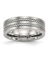 Stainless Steel Brushed and Polished Twisted 7mm Band Ring