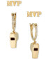 ფოტო #1 პროდუქტის 18k Gold-Plated 2-Pc. Set MVP Stud & Whistle Charm Pavé Hoop Earrings