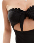 Brave Soul strapless swimsuit with tie front in black