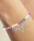 Diamond Accent & Resin Bead Pride Symbol Stretch Bracelet in Sterling Silver