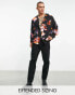 Фото #1 товара ASOS DESIGN relaxed deep revere shirt in black photographic print