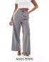 Фото #1 товара ASOS DESIGN Petite buckle detail crop wide leg tailored trouser in grey