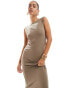 JDY cap sleeve maxi jersey dress in light brown Грецкий орех, XS - EU 34 - фото #1