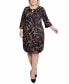 Plus Size 3/4 Sleeve Tie Front Dress