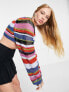 Фото #3 товара ASOS DESIGN crop jumper with mix stitch in multi stripe