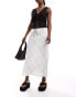 Mango lightweight linen mix check skirt in white