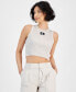 Women's Ribbed Angled-Hem Cropped Logo Top