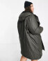 Фото #4 товара Only Curve faux fur lined hooded rain coat in black