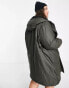 Only Curve faux fur lined hooded rain coat in black