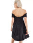 Фото #3 товара Monki drapey jersey off shoulder mini dress in black