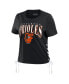 Фото #2 товара Women's Black Baltimore Orioles Side Lace-Up Cropped T-shirt