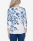 ფოტო #3 პროდუქტის Classic Floral Shimmer Three Quarter Sleeve Top