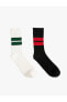 2'li Soket Çorap Seti Şerit Detaylı Çok Renkli