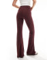 Фото #4 товара Monki super soft low waist flare jersey trousers in burgundy