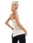 Emory Park corsage knit bandeau top with side splits in beige