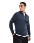 Фото #1 товара ASOS DESIGN polo sweatshirt with zip in mid blue