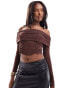 Фото #1 товара ASOS DESIGN off shoulder bardot mesh top in brown