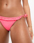 Miss Selfridge – Mix and Match – Seitlich geschnürte Bikinihose in Neonkorallenrot mit Rüschen Neon-Korallenrot, 44 - фото #1